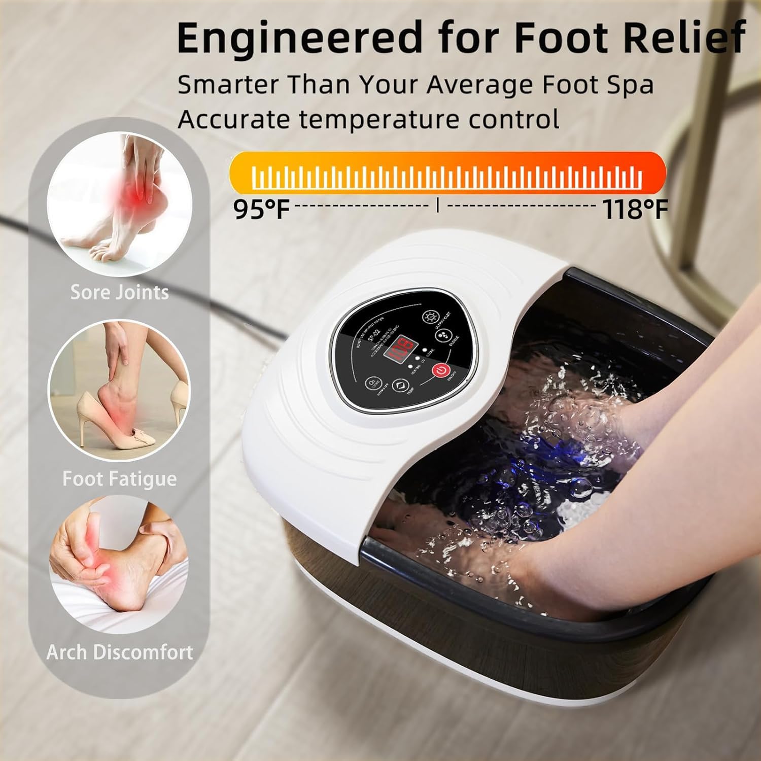 closewave spa de pies con rodillos shiatsu para aliviar tensiones.
