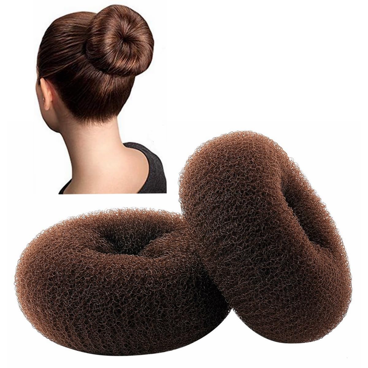 CLOTHOBEAUTY anillo para moño extra grande marrón, ideal para cabello grueso y largo.