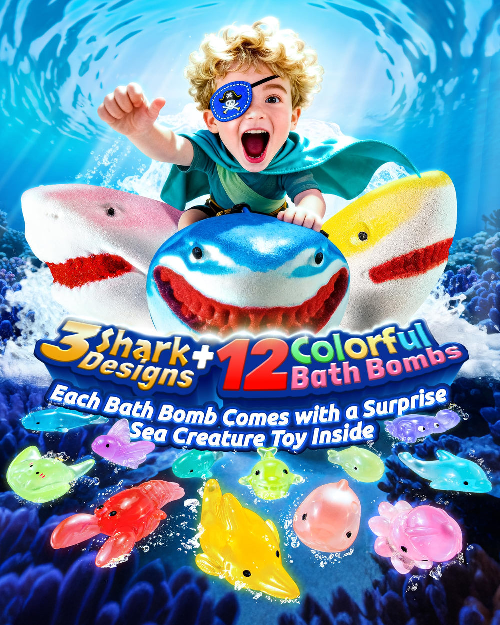 CLOUQUAR bombe de bain requin jaune avec effervescence et bulles