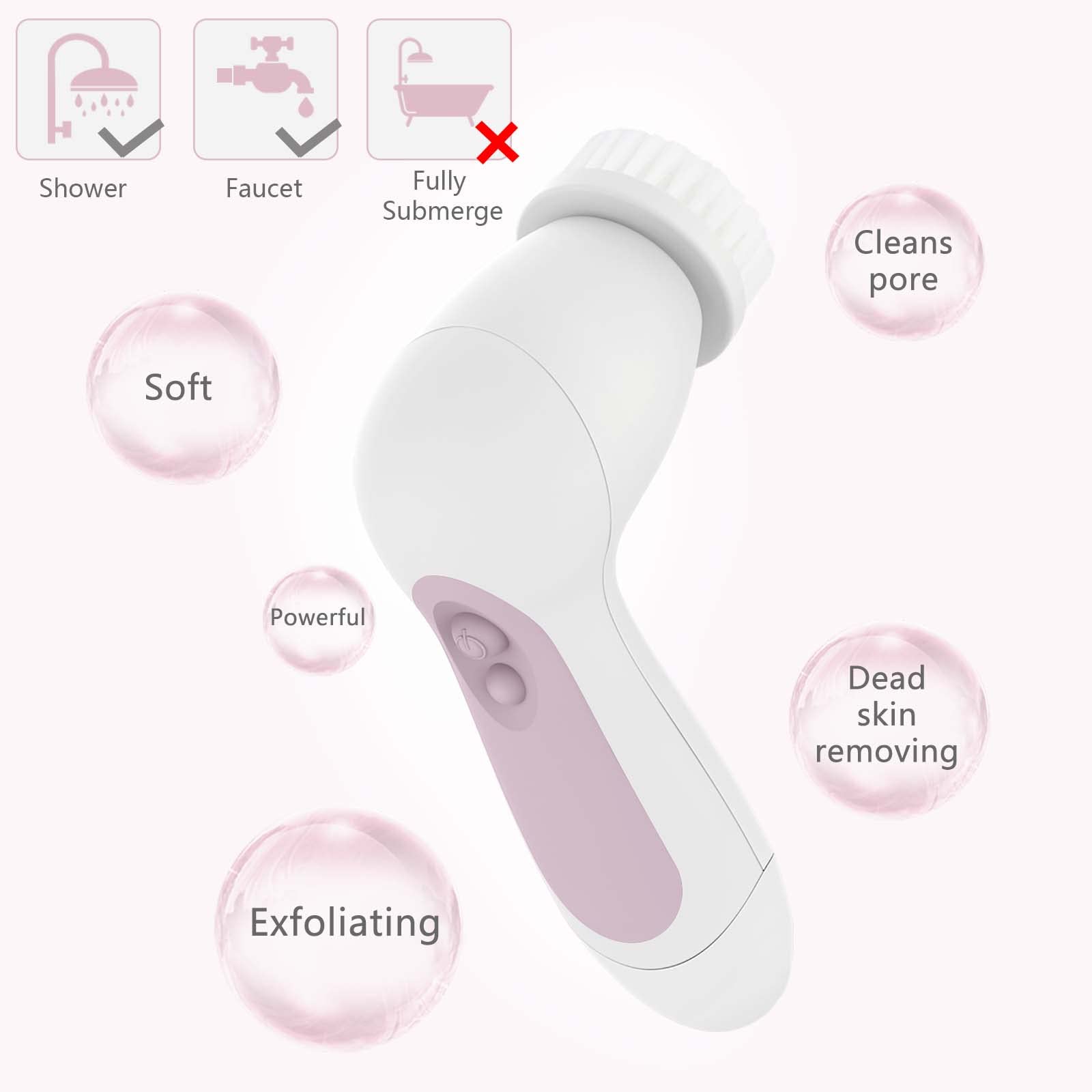 CLSEVXY Cepillo facial en ducha, apto para uso en baño