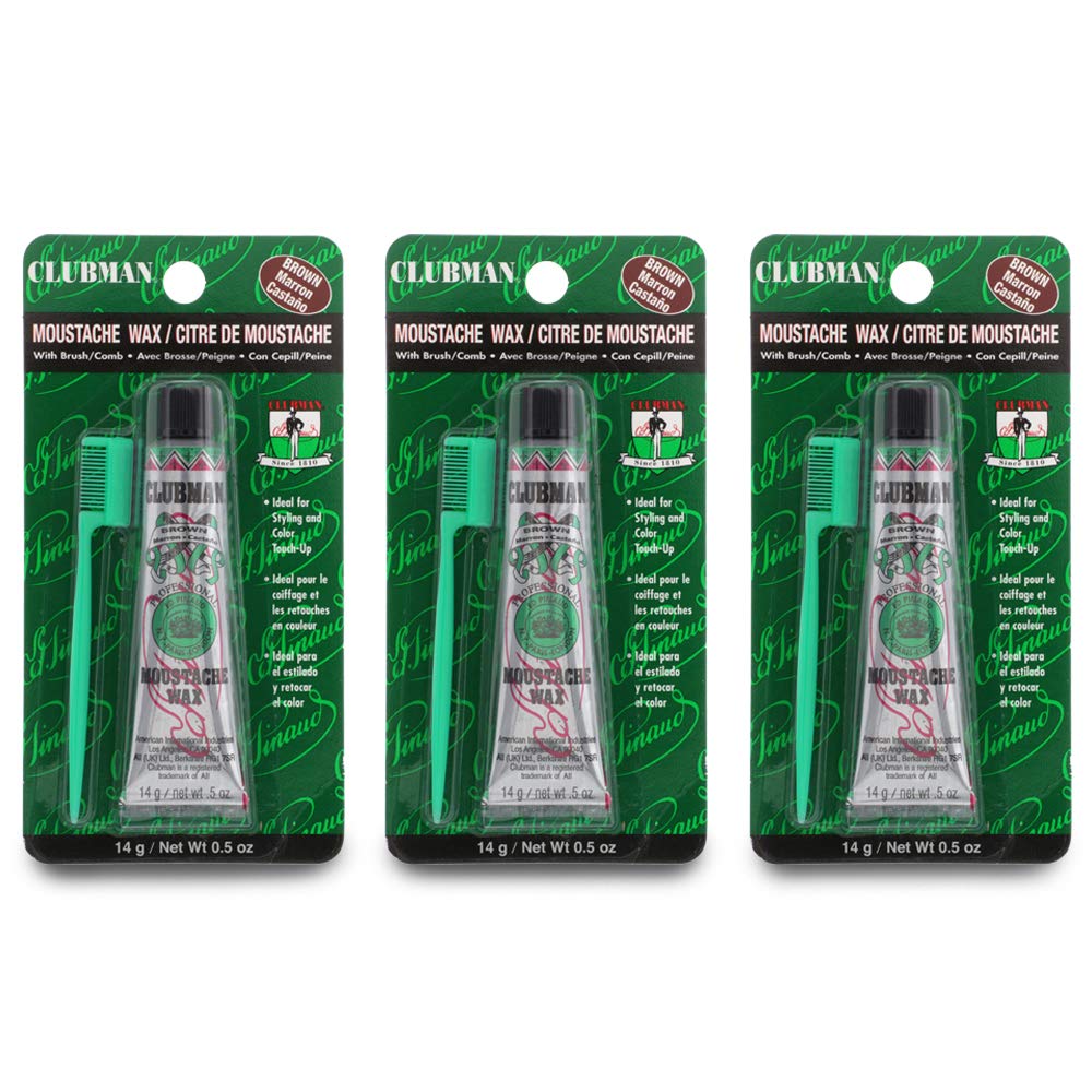 Clubman wax para bigote marrón en tubo 0,5 oz para cobertura de canas.