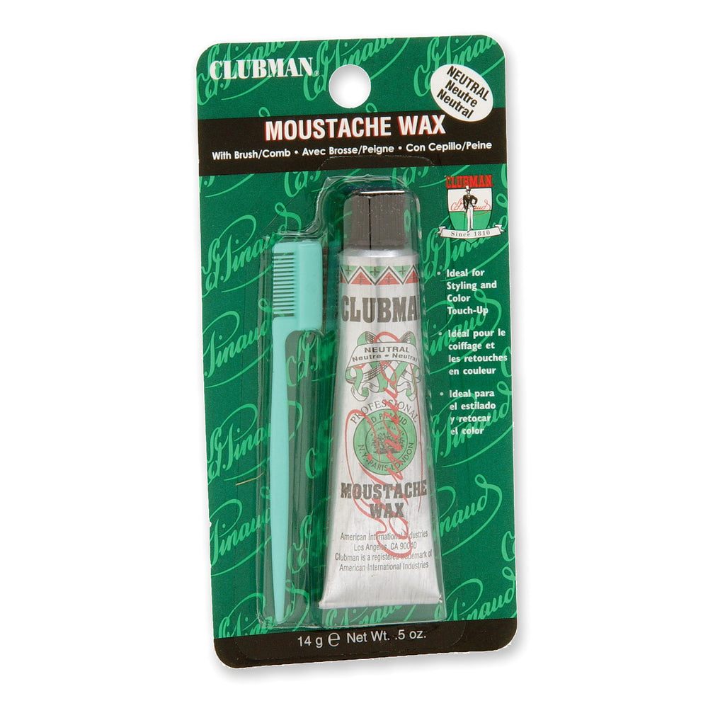 Clubman cera para bigote con agarre firme y color neutro.