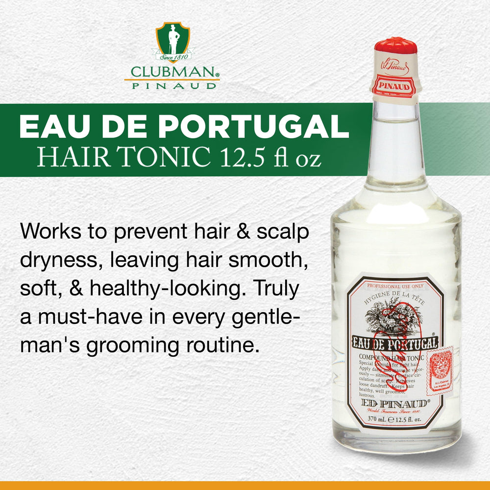 Clubman Pinaud Eau de Portugal, cabello ligero luce brillo natural tras el uso.