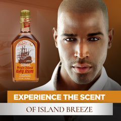 Clubman Pinaud Virgin Island Bay Rum, aplicación suave para aroma clásico durante el día.