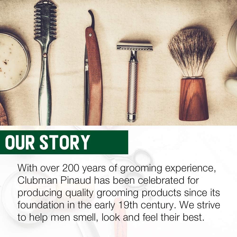 Clubman Pinaud Virgin Island Bay Rum, Barbería vintage en estante de cuidado masculino