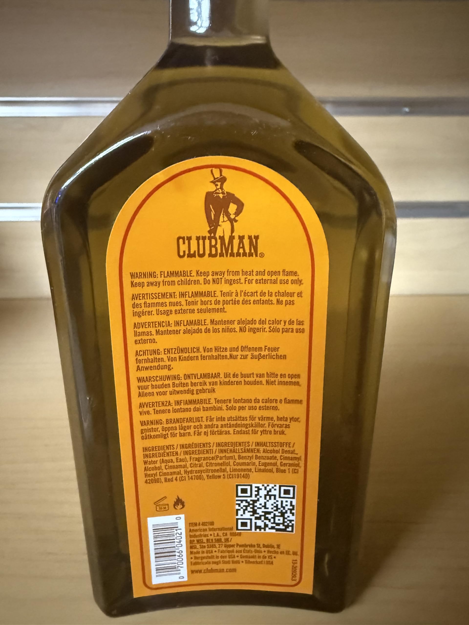 Clubman Pinaud Virgin Island Bay Rum, Botella de 12 onzas para uso diario