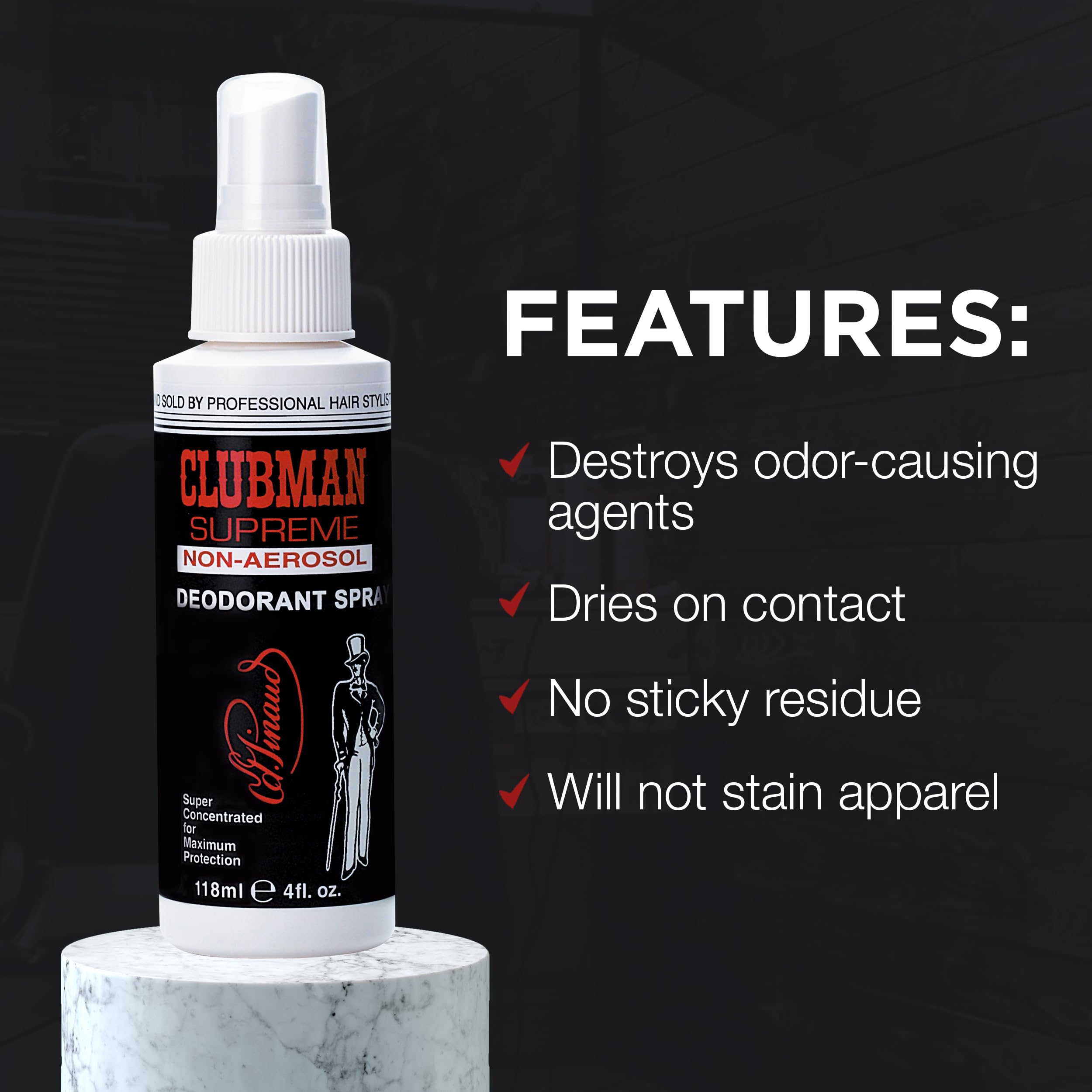 Clubman Supreme sin aerosol, boquilla detallada para una aplicación suave.