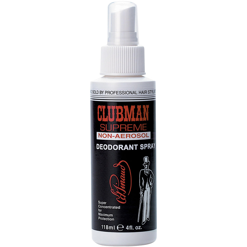 Clubman Supreme sin aerosol, botella frontal, sensación fresca que dura todo el día.