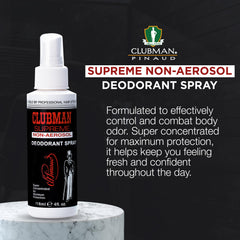 Clubman Supreme sin aerosol, etiqueta clara con información de uso diario.
