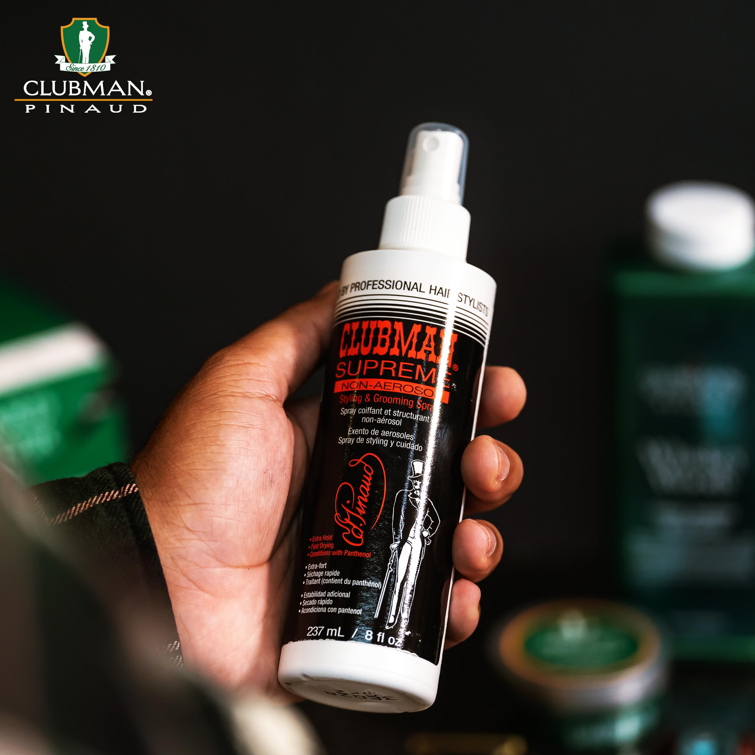 Clubman Supreme: fijación duradera sin rigidez ni aerosol.