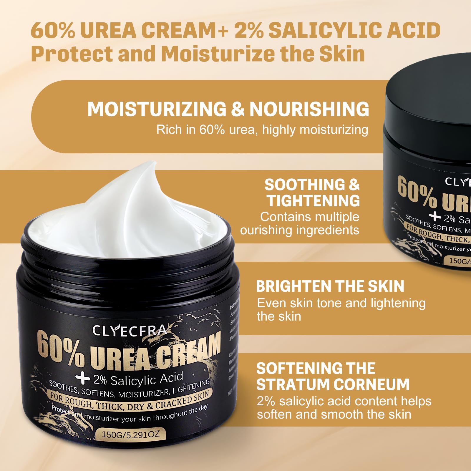 Clyecfra 60% Urea Cream on cracked heels with smoothing potential