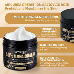 Clyecfra 60% Urea Cream on cracked heels with smoothing potential