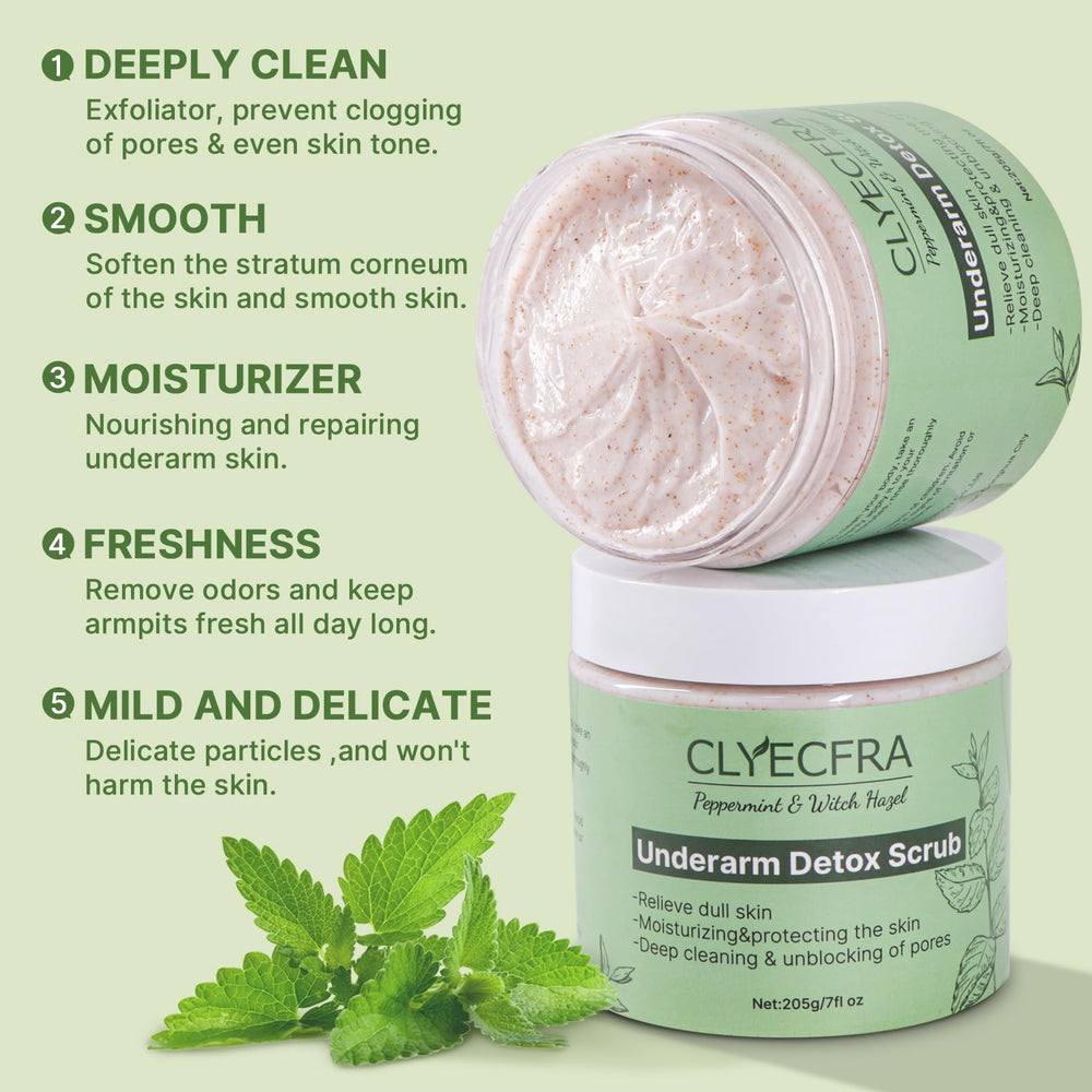 Clyecfra exfoliante de menta para codos, piel más suave y uniforme.