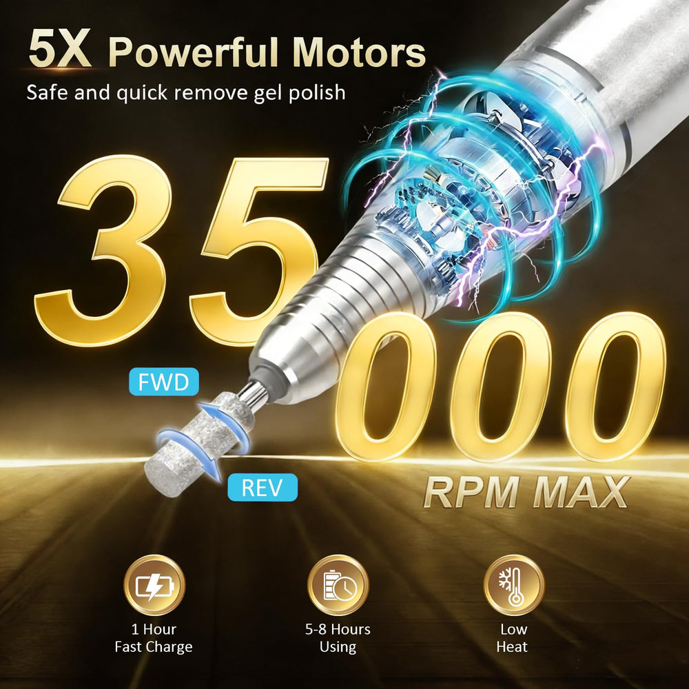 CMTQVFL taladro de uñas con 35000 RPM para trabajos precisos