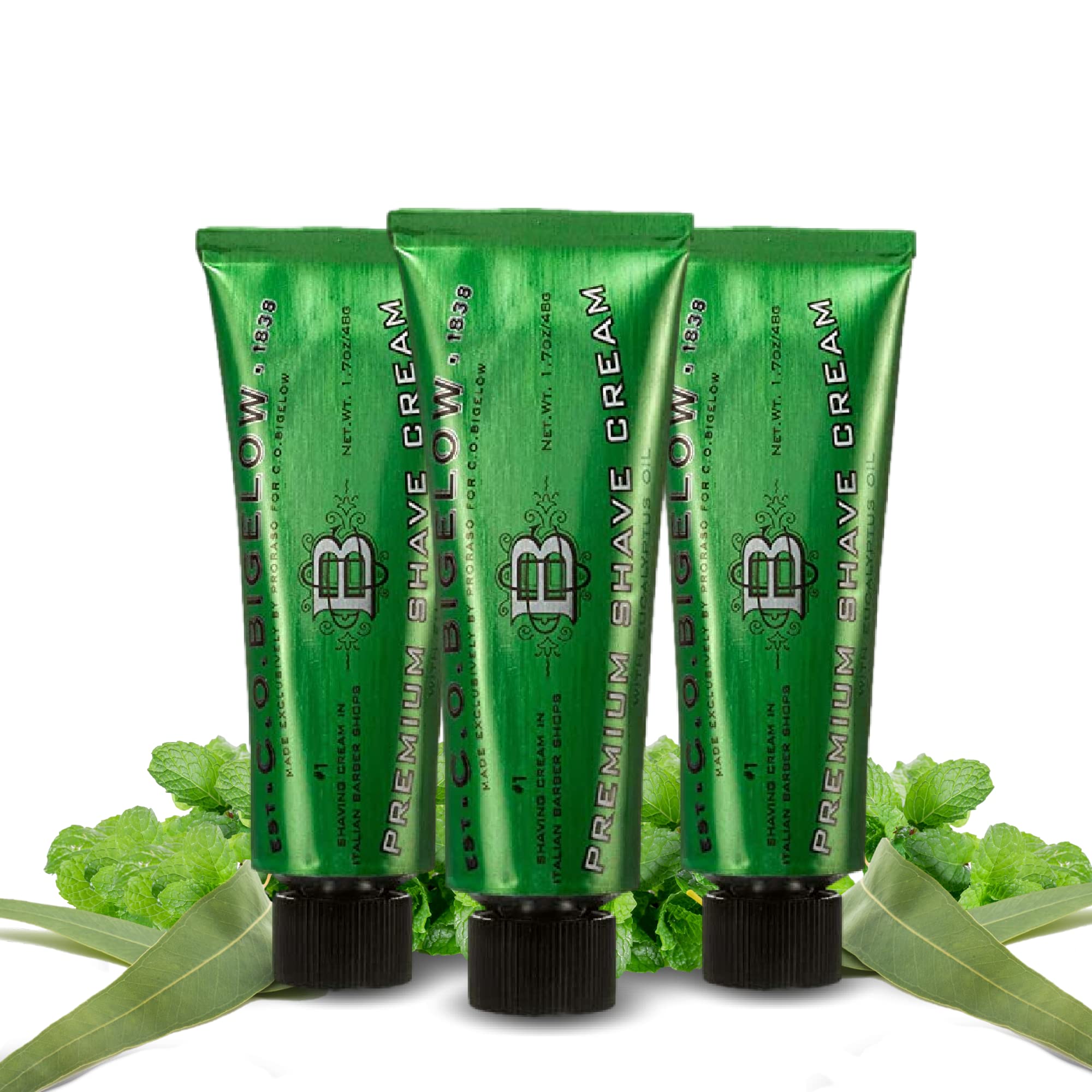 Crema de afeitar C.O. Bigelow en formato viaje 3-pack 1.7 oz, para viaje sin irritación.