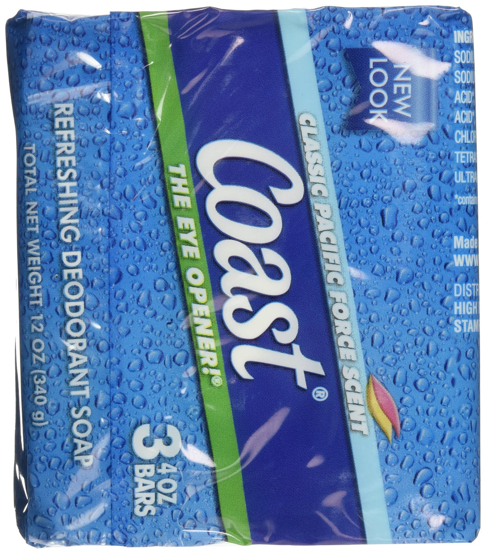 Coast jabon-original-azul-caja-detalle, aroma fresco que inspira rutina matutina.