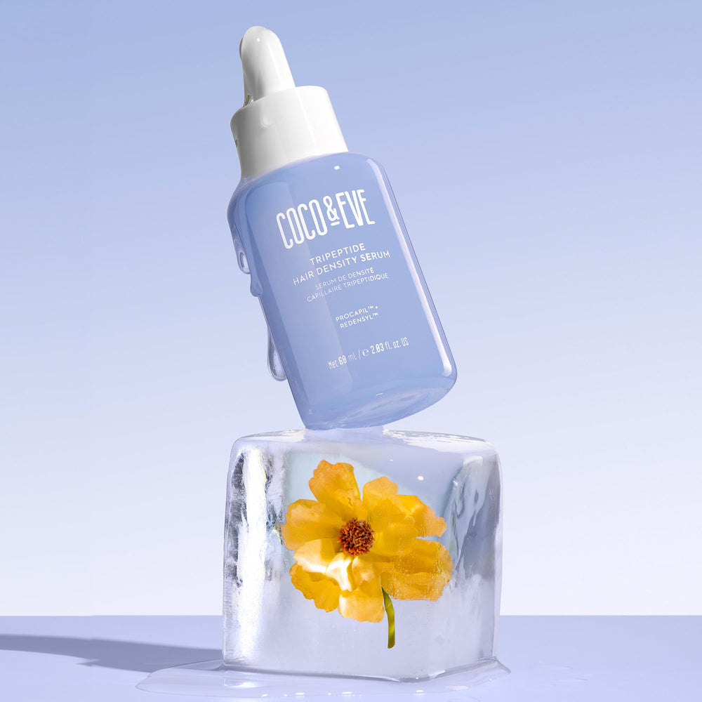 Coco & Eve sérum textura-ligera para cuero cabelludo cómodo.