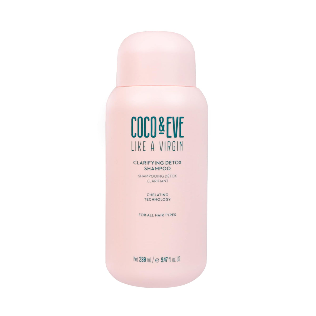 Coco & Eve champú clarificante en botella para uso diario, limpia suavemente sin resecar