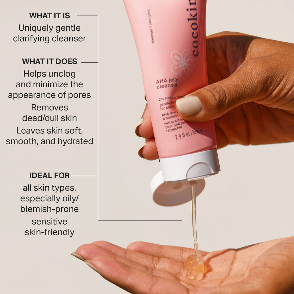 Cocokind AHA Jelly Cleanser: textura en gel ideal para exfoliar suavemente