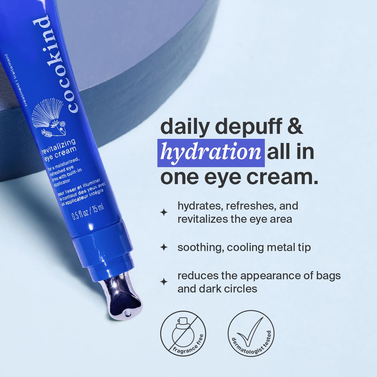 Cocokind crema ojos desinflama párpados con textura suave