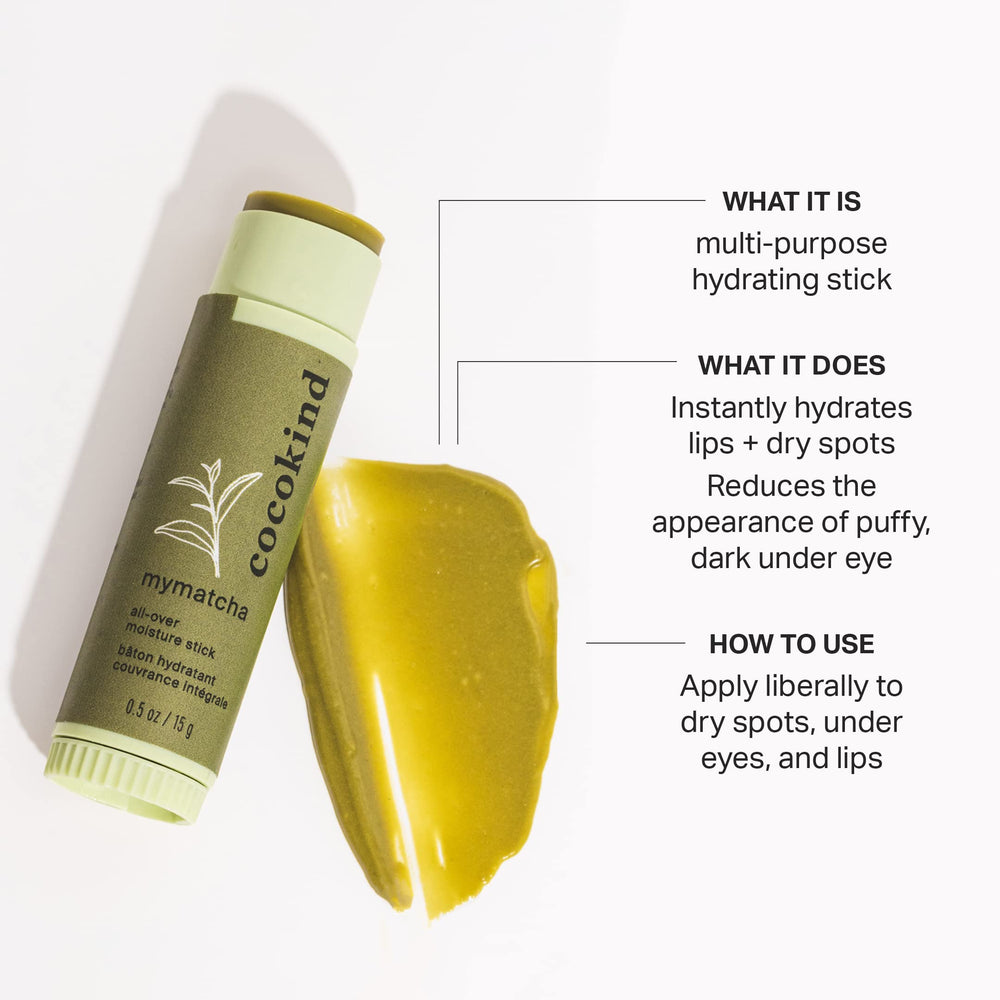 Cocokind Mymatcha Stick cuidado de ojos, hidrata y reduce apariencia de fatiga.