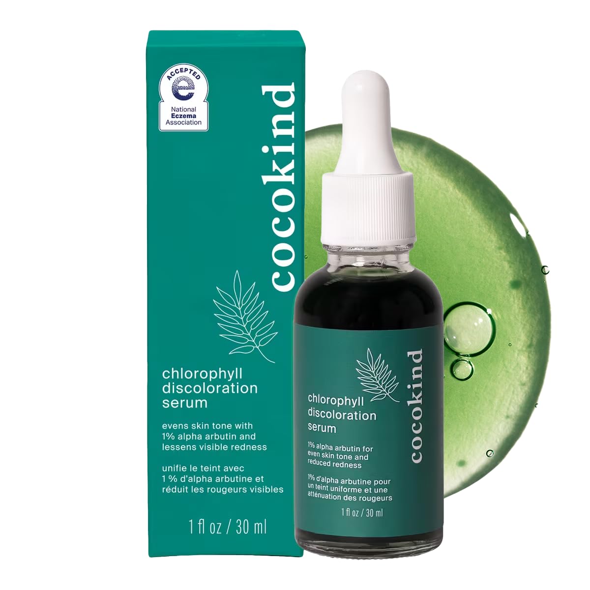 Cocokind suero descolorante con clorofilo en botella suaviza manchas y tono irregular