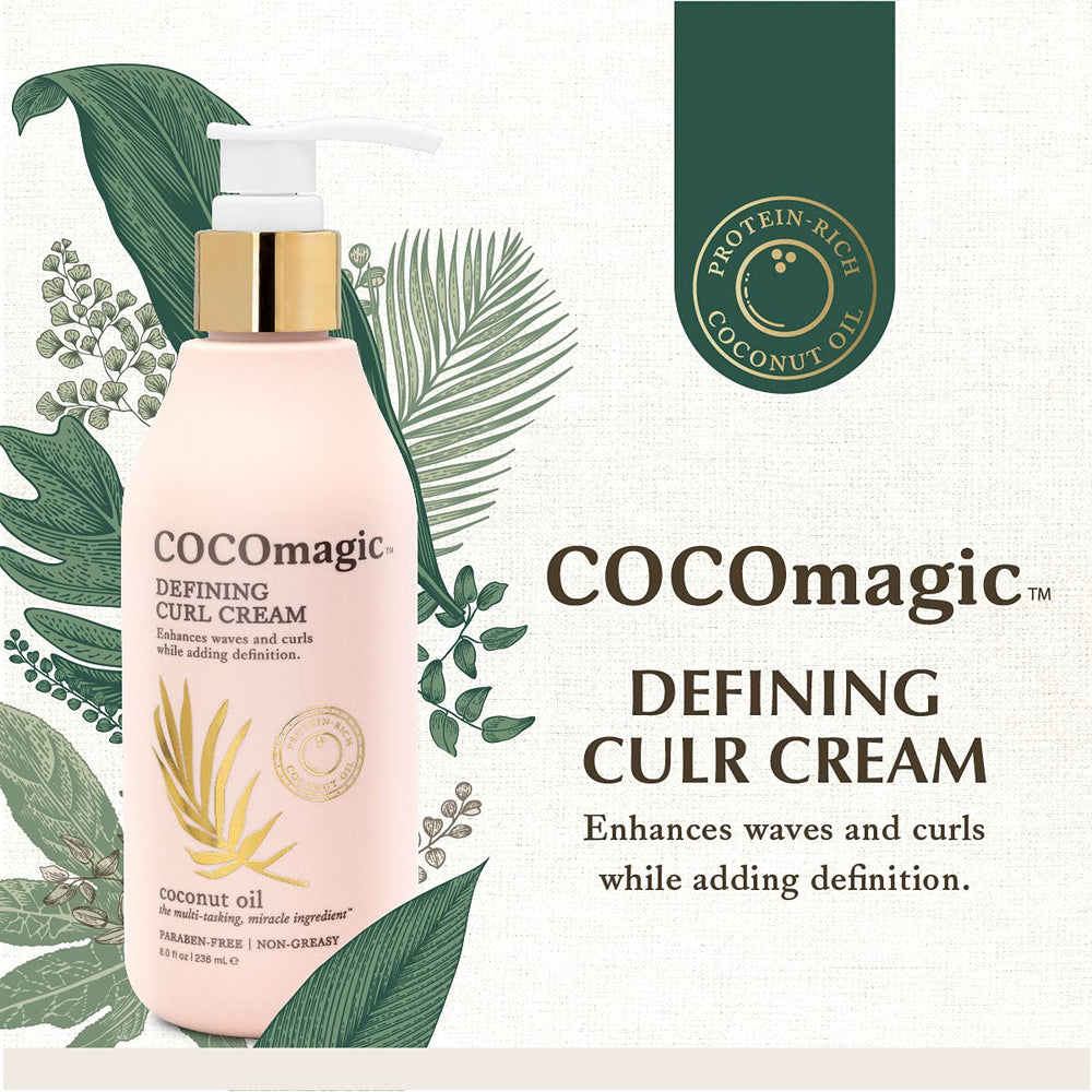 Cocomagic Crema Definidora de Rizos, aplicación suave para rizos definidos.