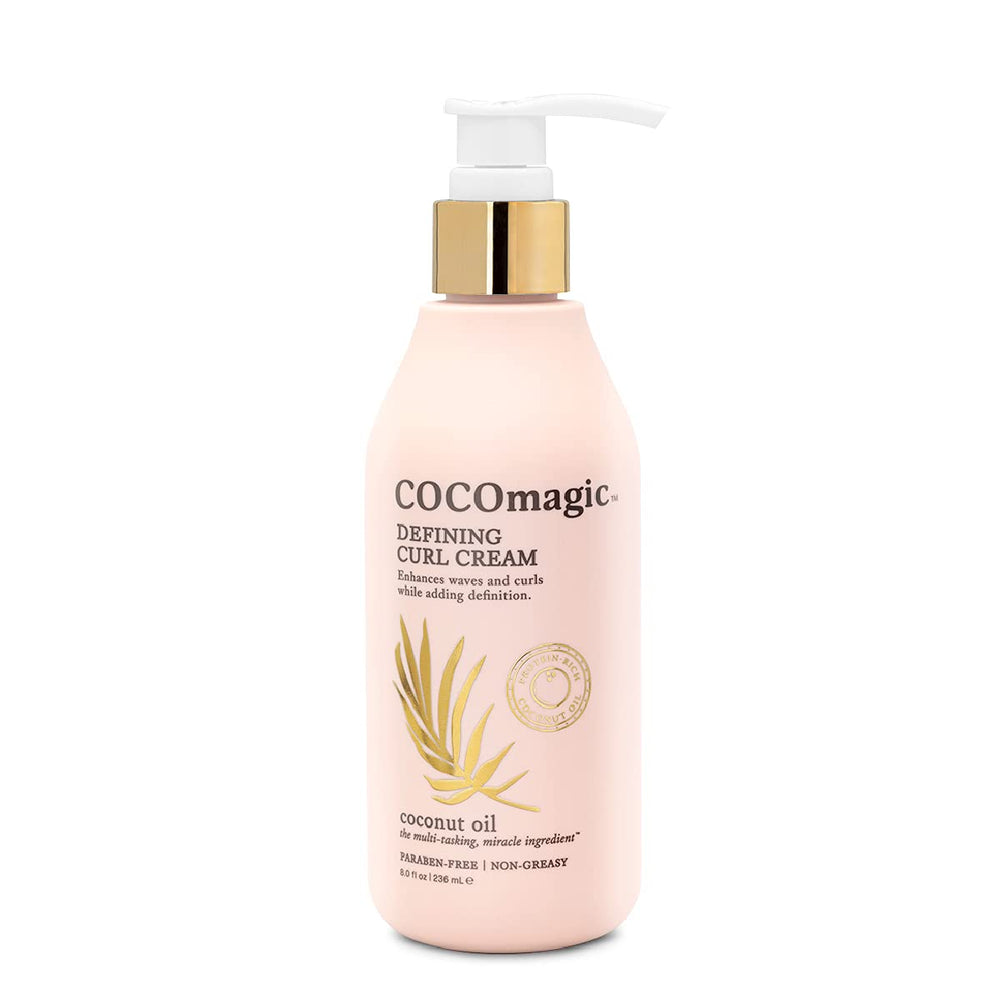 Cocomagic Crema Definidora de Rizos, envase hecho en EE. UU. y libre de parabenos.