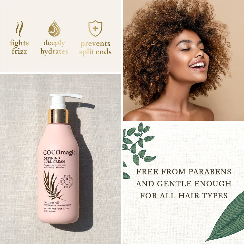 Cocomagic Crema Definidora de Rizos, protección contra puntas abiertas durante el peinado.
