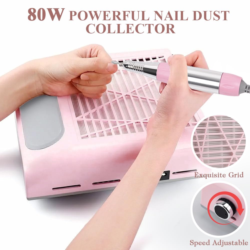 CoFashion colector polvo uñas 80w, ocho boquillas para aspiración constante.
