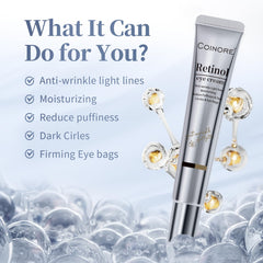 Coinore crema de ojos retinol, textura suave y rápida absorción.