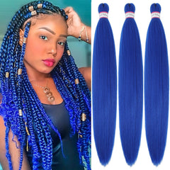 Col Bling pelo trenza azul preestirado 28 pulgadas, perfecto para peinados rápidos