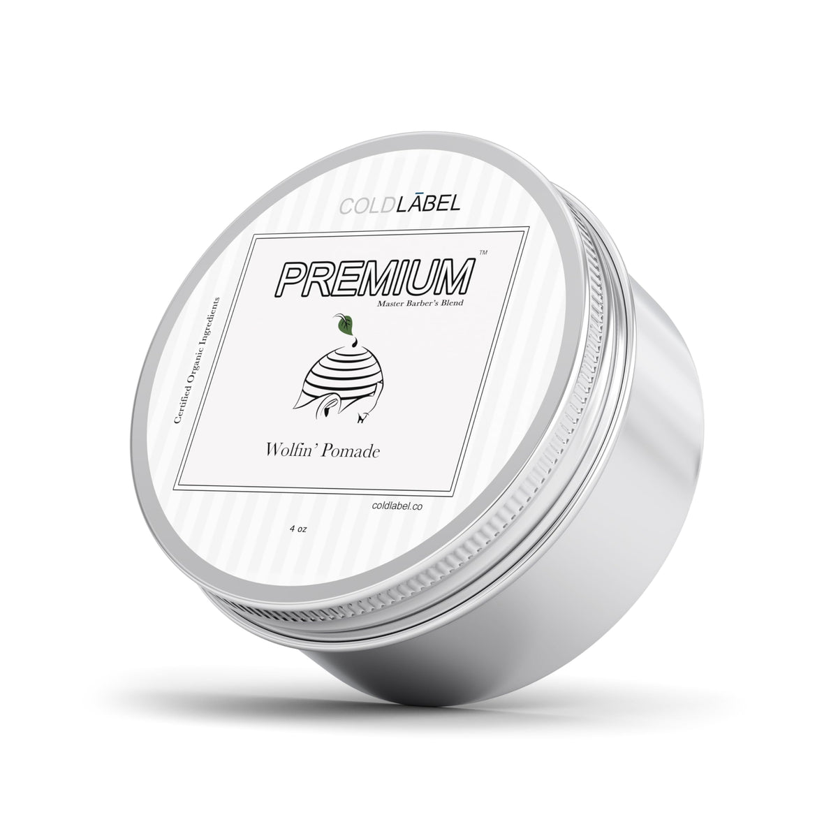 COLDLABEL Wolfin Pomada, envase detallado para peinado profesional.