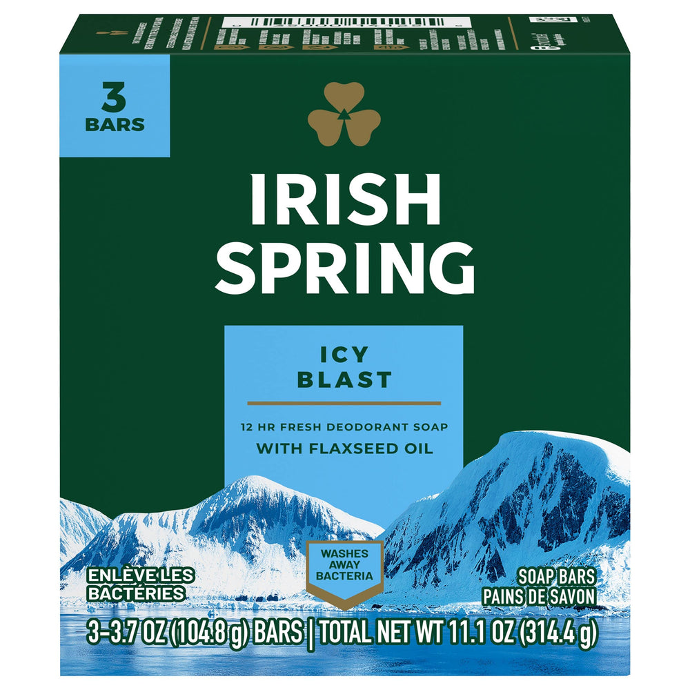 Colgate Irish Spring barra helada, frescura instantánea para empezar el día.