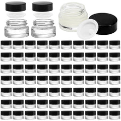 Conjunto Coloch: frascos de vidrio 5ml con tapa negra, 90 unidades para cosméticos.