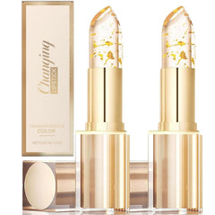 Color-changing lipstick: empaque dorado con cristales para un look glamoroso diario