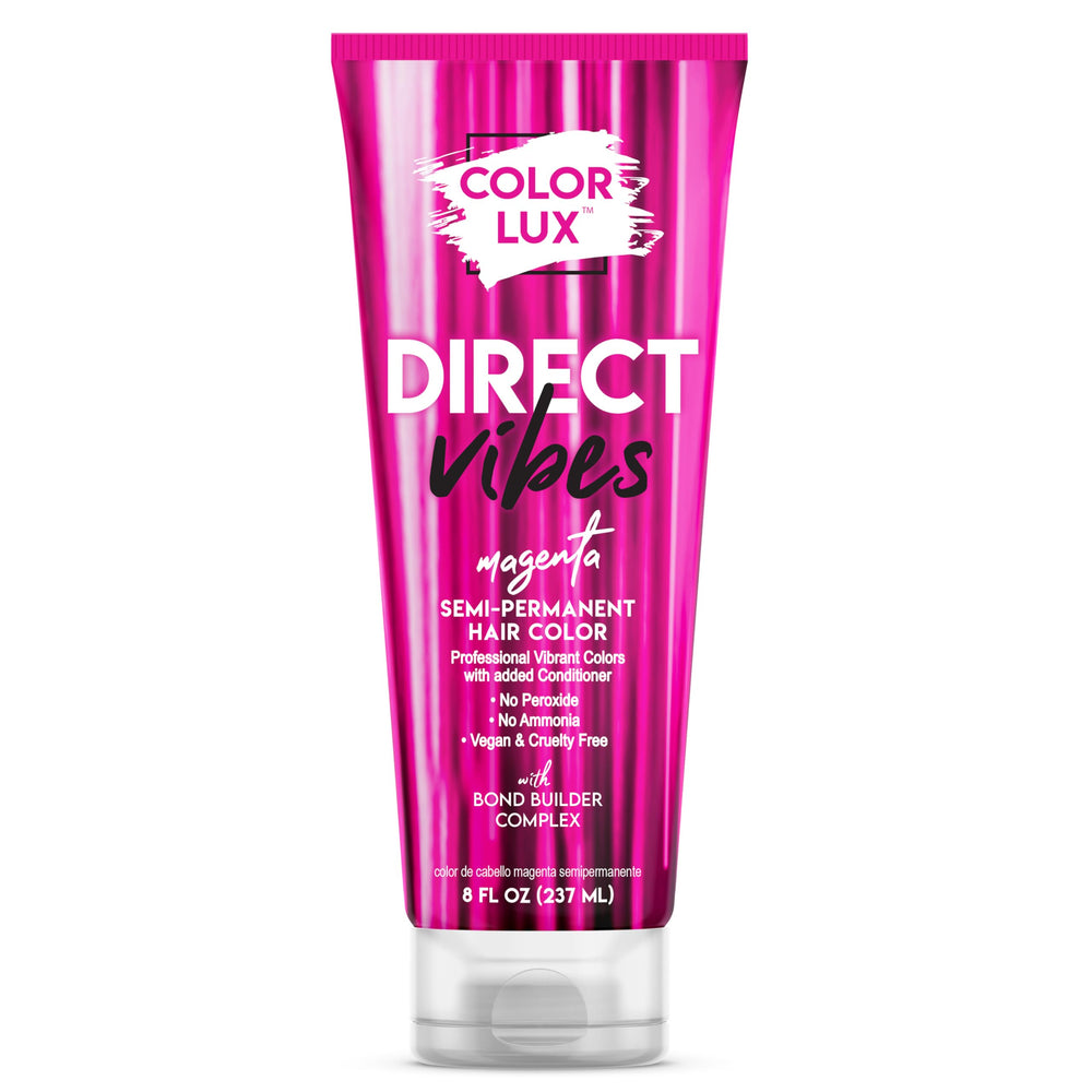 Color Lux Direct Vibes Magenta en bote, color vibrante y duradero para cabello.