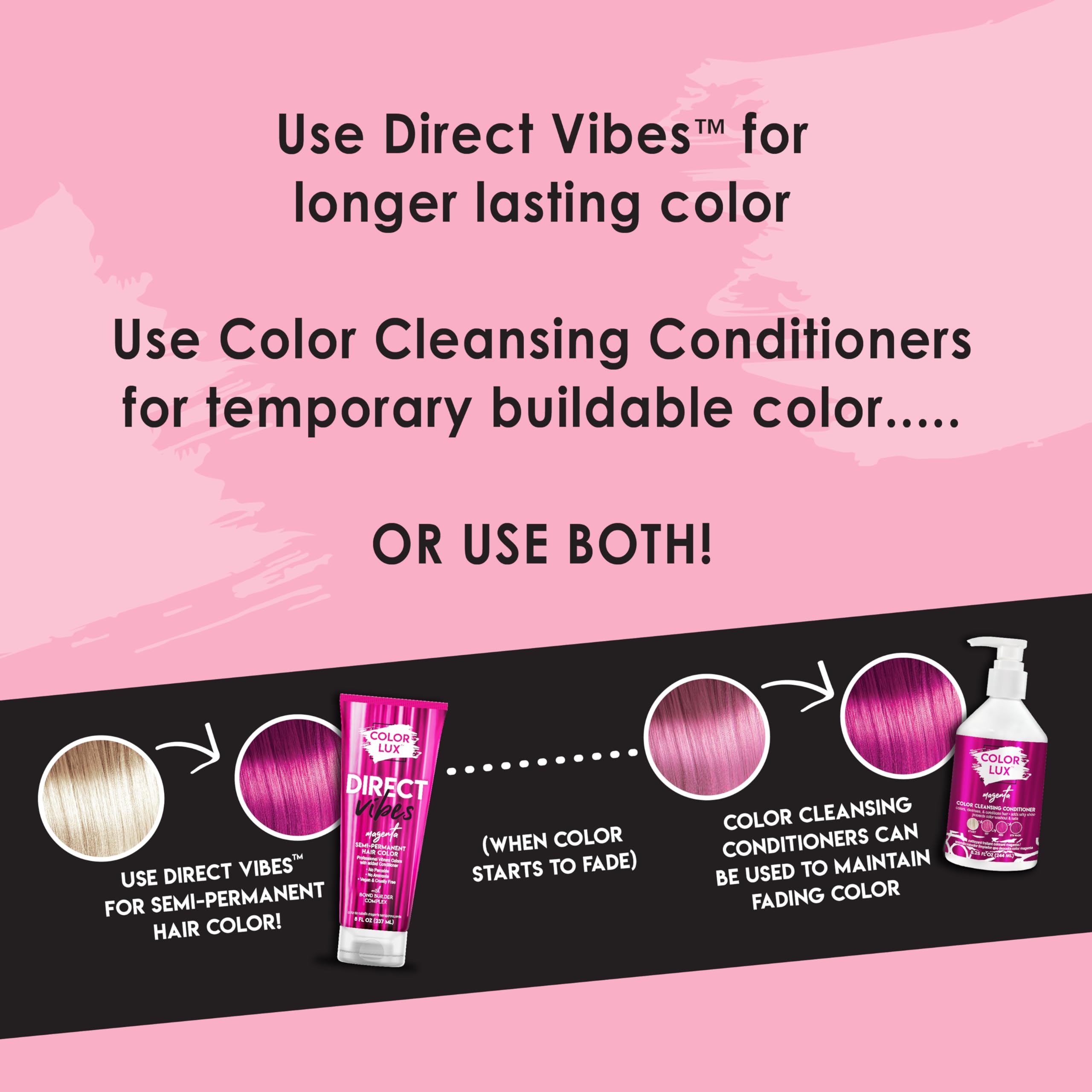Color Lux Direct Vibes Magenta, pigmento intenso para coloración duradera.