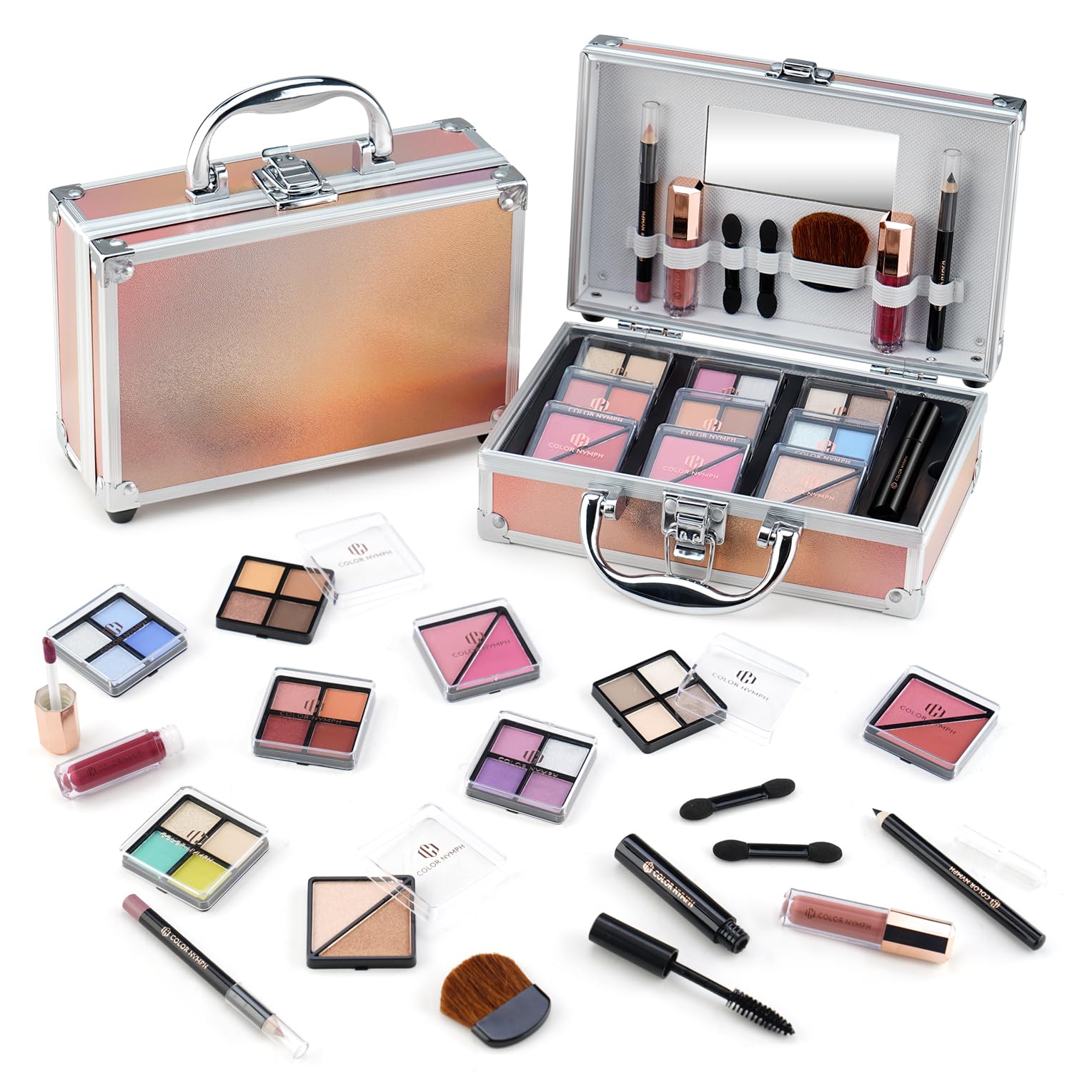 Color Nymph kit para principiantes con estuche dorado, práctico para viajar.