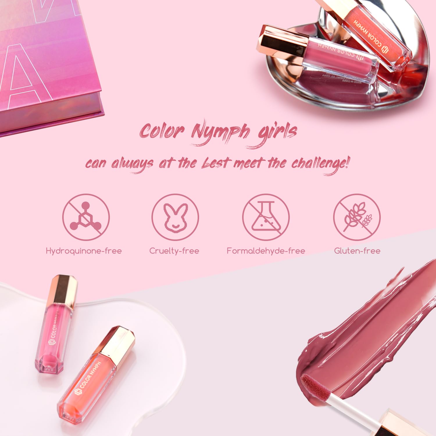 Color Nymph glossy lip set suits everyday or formal looks