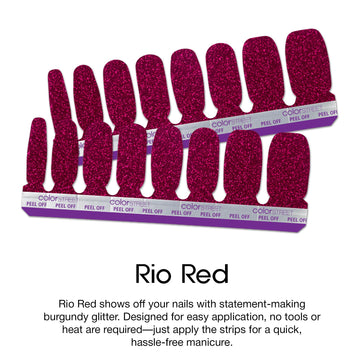 Color Street Rio Red muestra tiras dobles para aplicación rápida