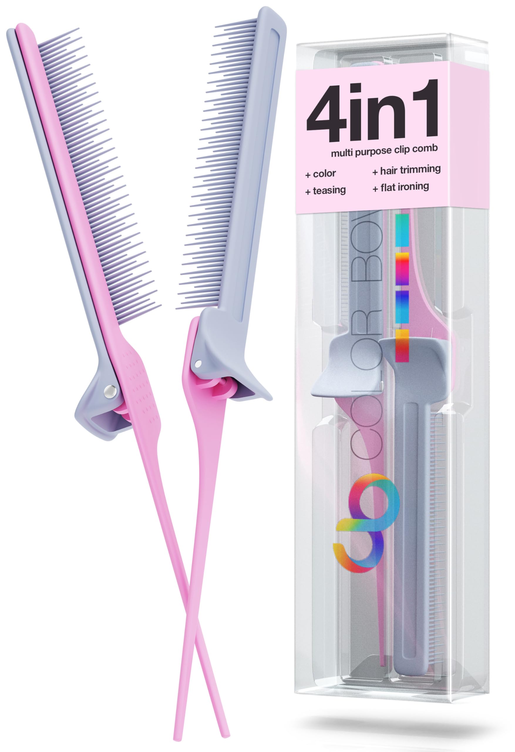 COLORBOW clip-teasing rat tail rosa para secciones precisas