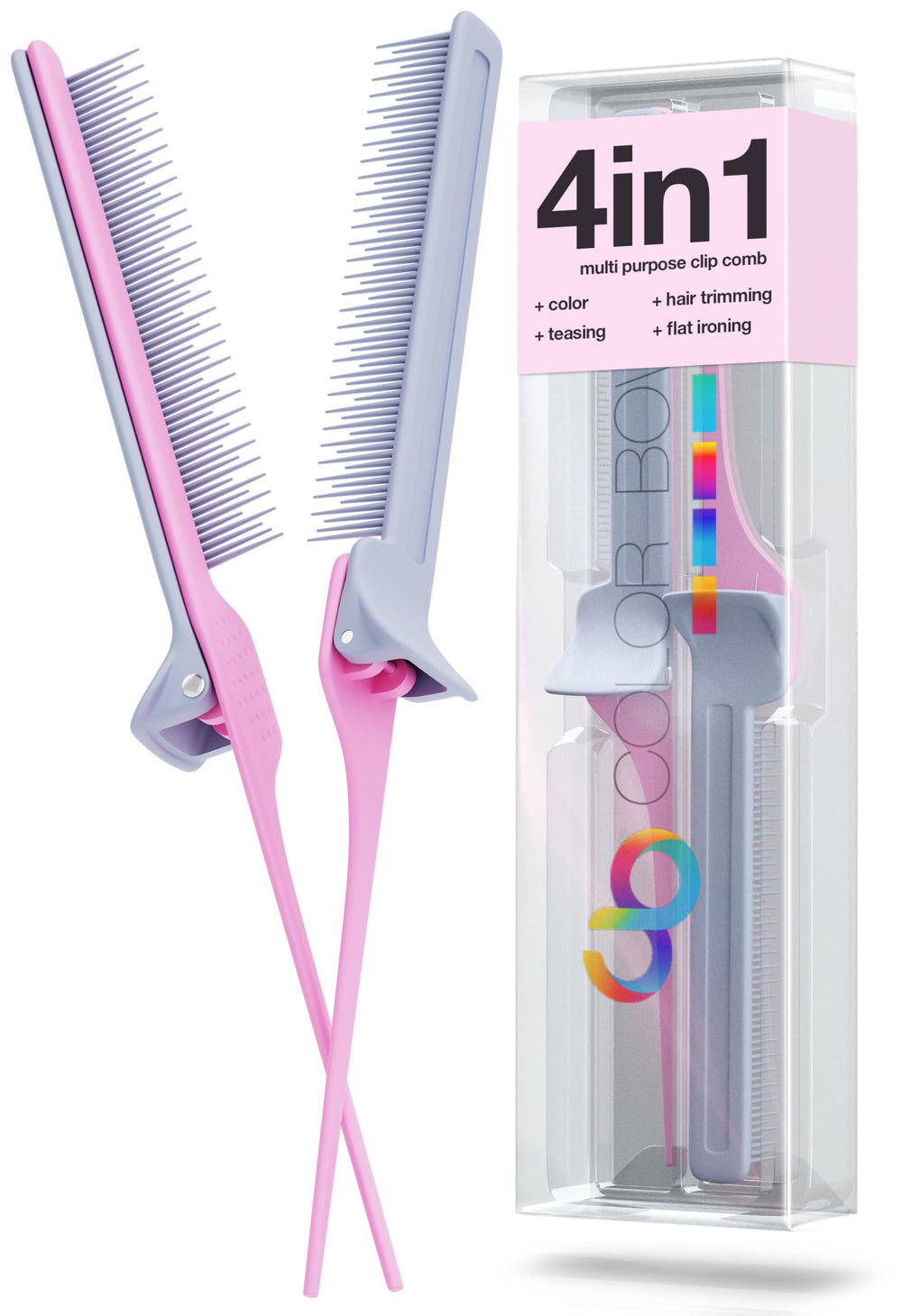 COLORBOW clip-teasing rat tail rosa para secciones precisas