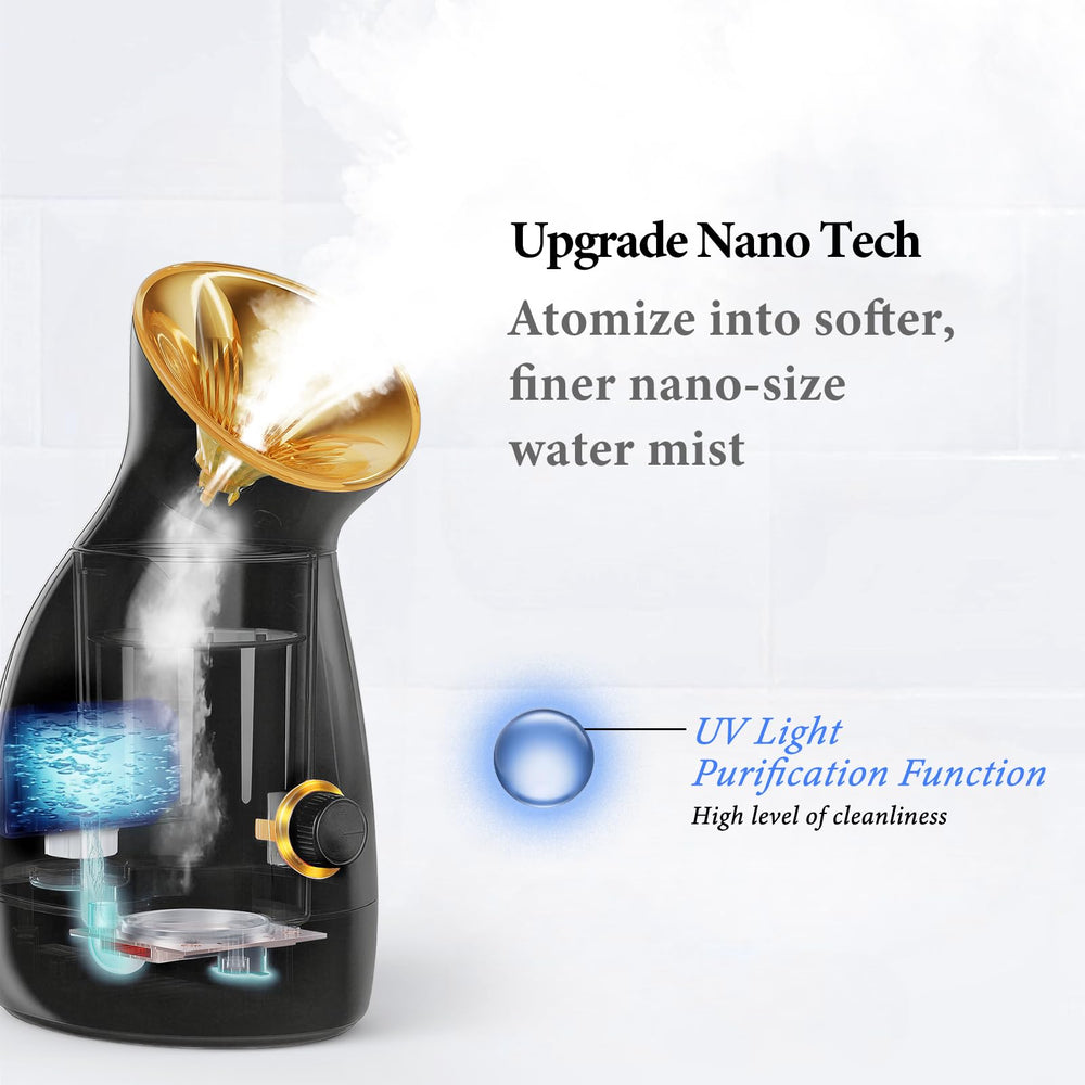 Colorfarm Nano Ionic: boquilla pétalo emite vapor suave para piel sensible.