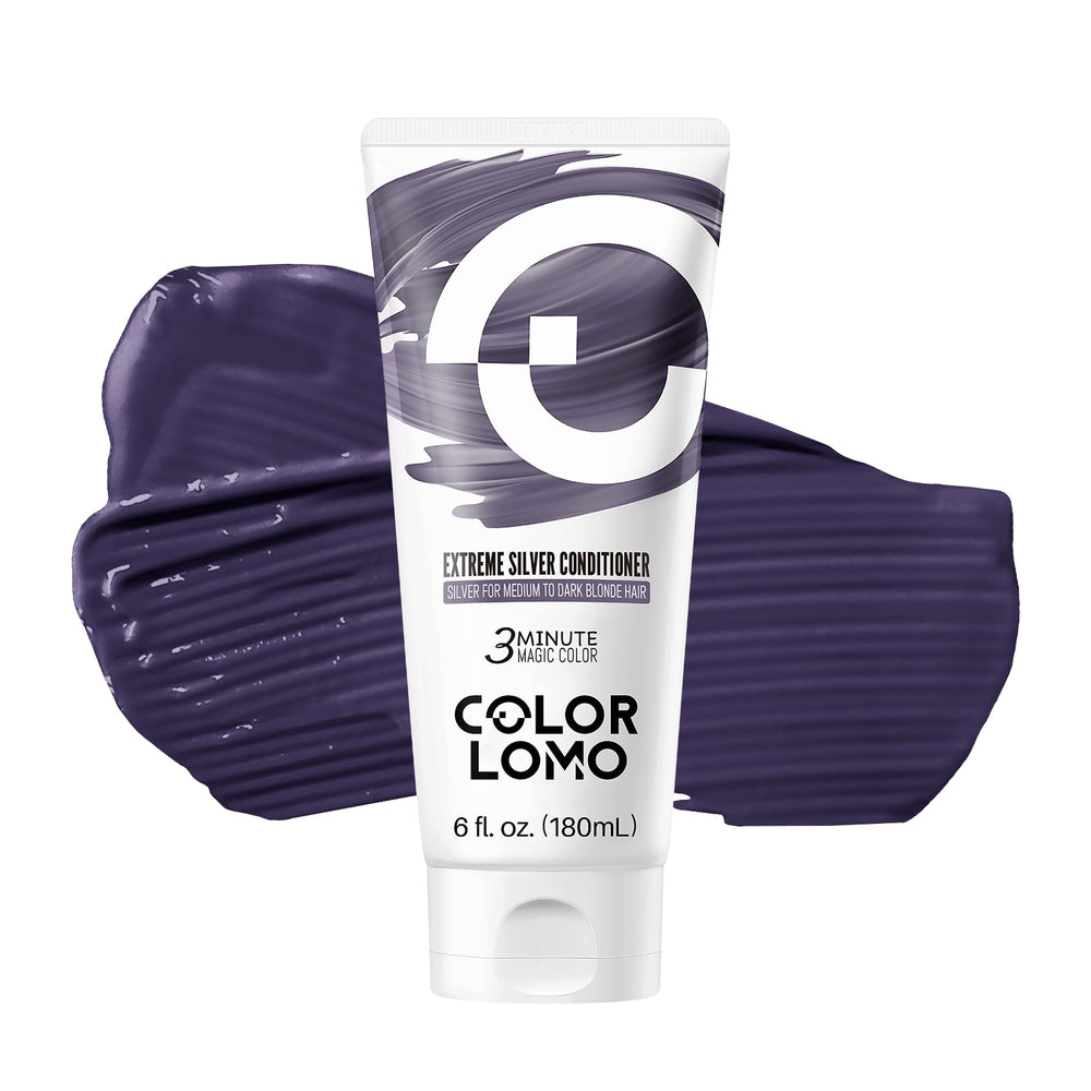 COLORLOMO Extremo Plata: botella vertiendo color para neutralizar brillos y lograr plateado.
