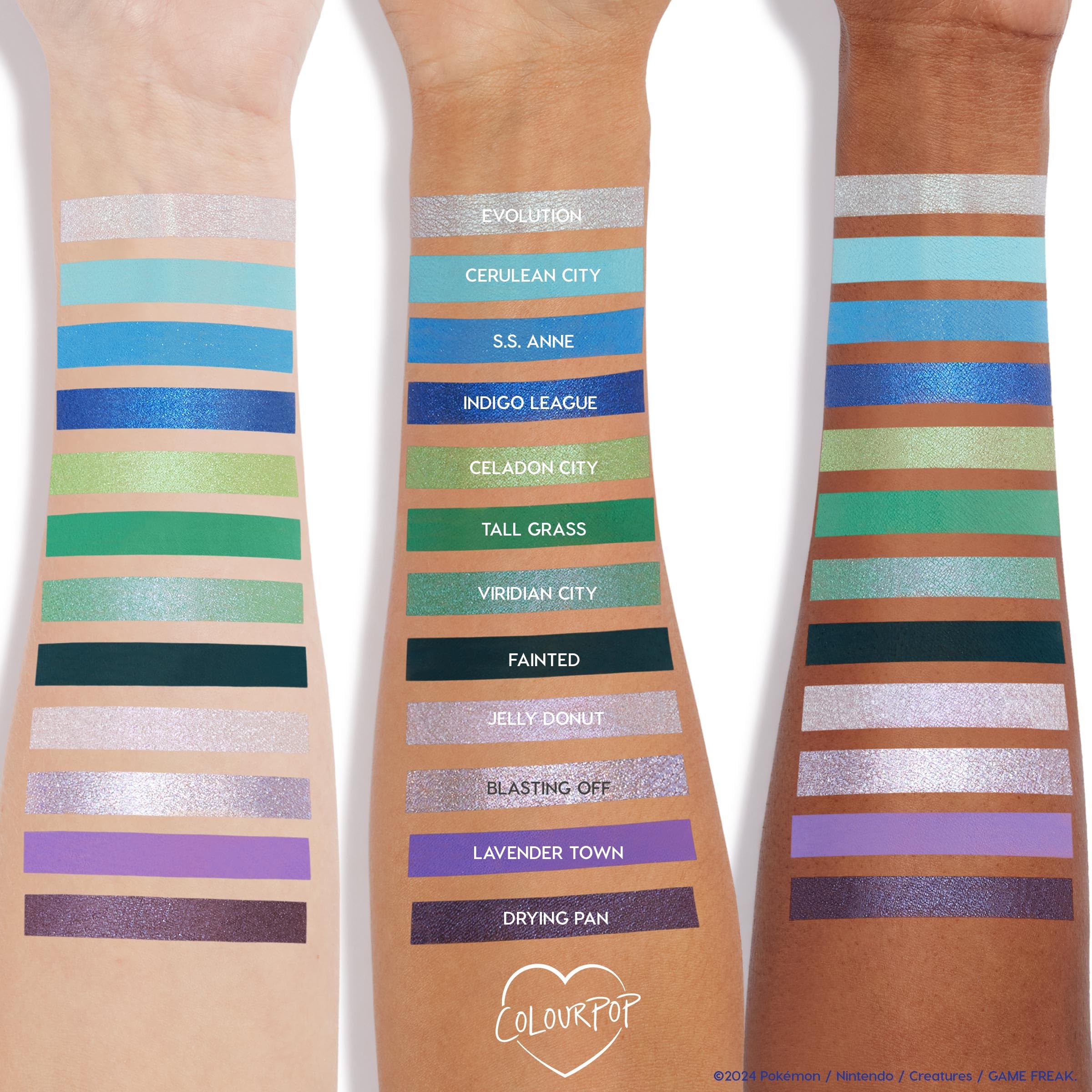 Palette ColourPop x Pokémon Pallet Town: 24 teintes polyvalentes pour des looks variés.