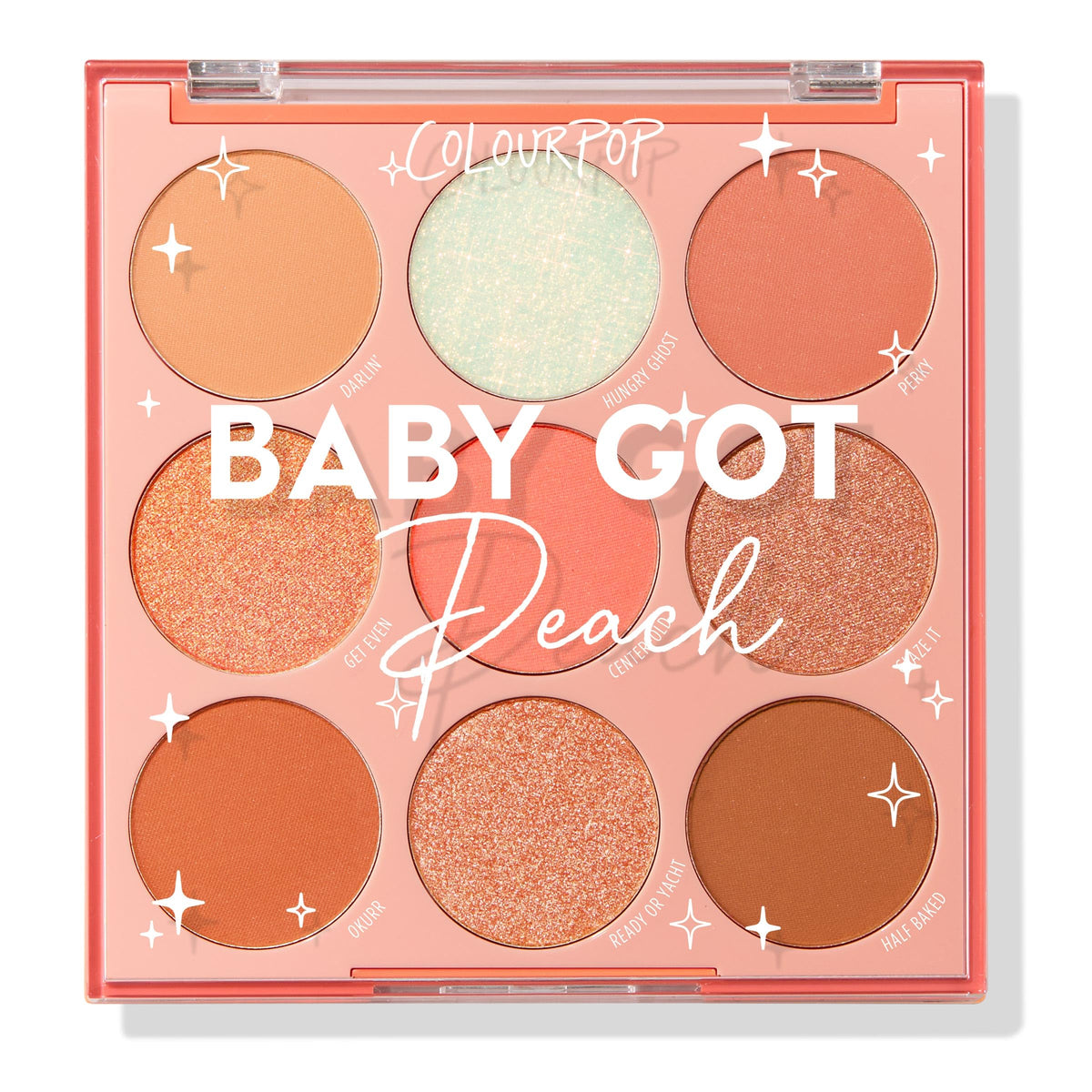 ColourPop Baby Got Peach: paleta sombras naranja y coral para looks intensos.