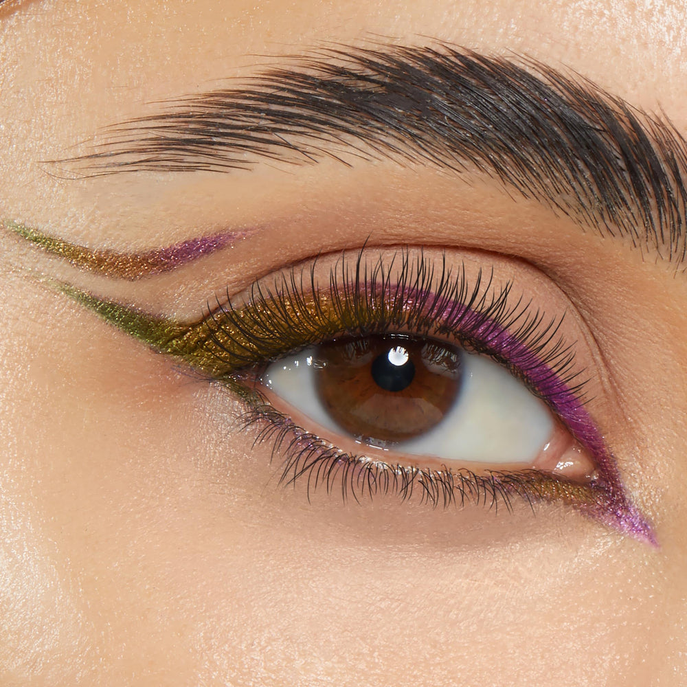 ColourPop BFF Creme Gel Chrome pencil applied along lashline for precise definition