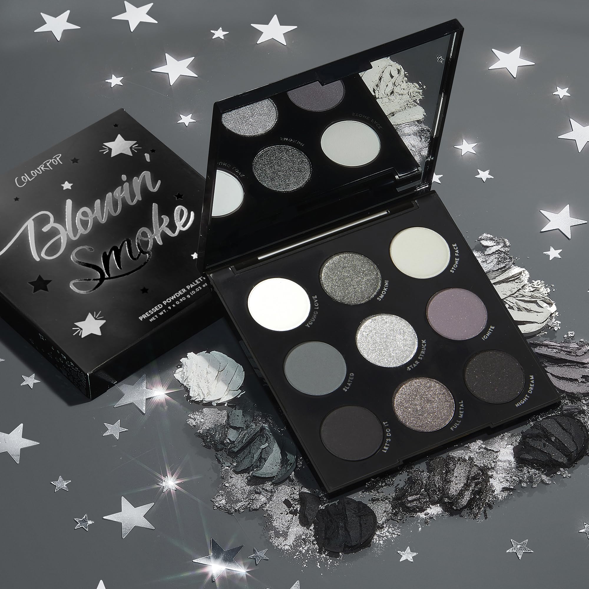 ColourPop Blowin' Smoke, caja y empaque elegantes y asequibles.