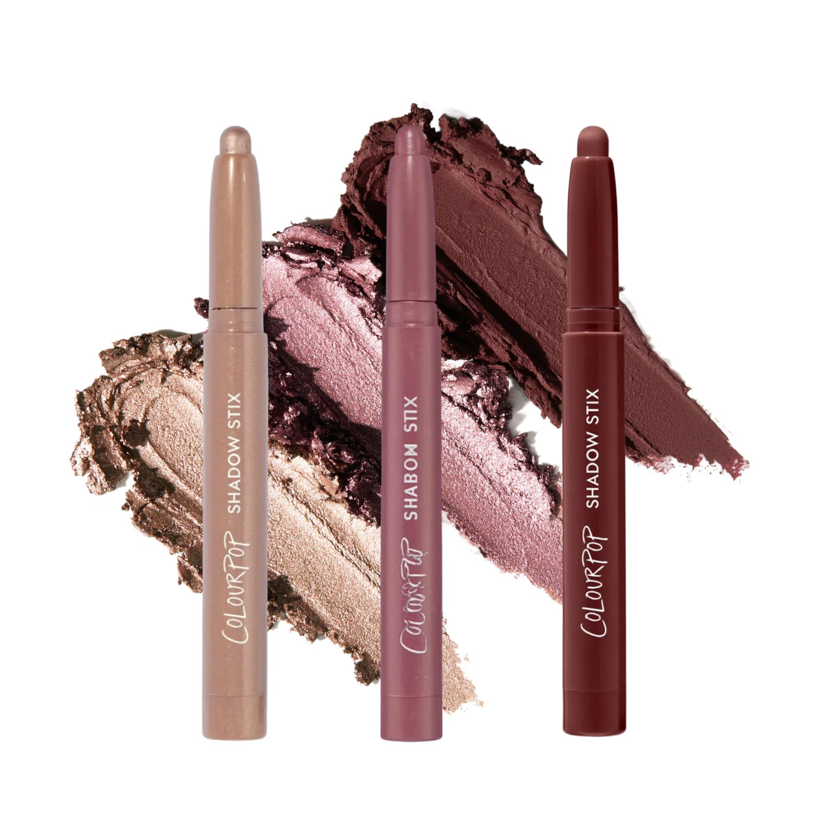 ColourPop Rose Goals Shadow Stix: trío mate y brillo para estilos versátiles, fácil de usar.